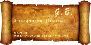 Gremsperger Bianka névjegykártya